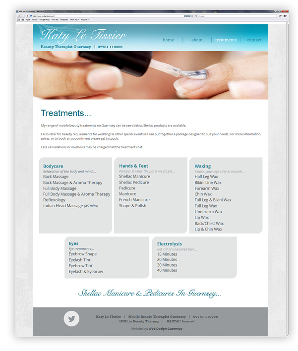 Mobile Beauty Therapist Website