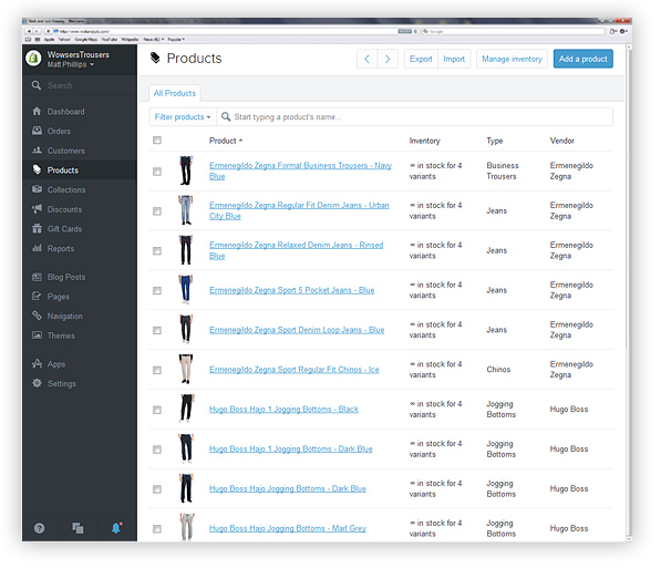 Wowsers Tousers Content Management System For Ecommerce