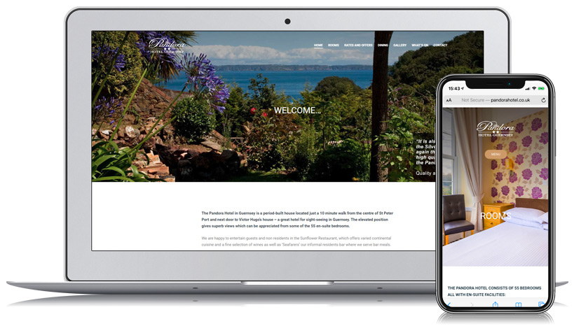 Pandora Hotel Guernsey Web Design